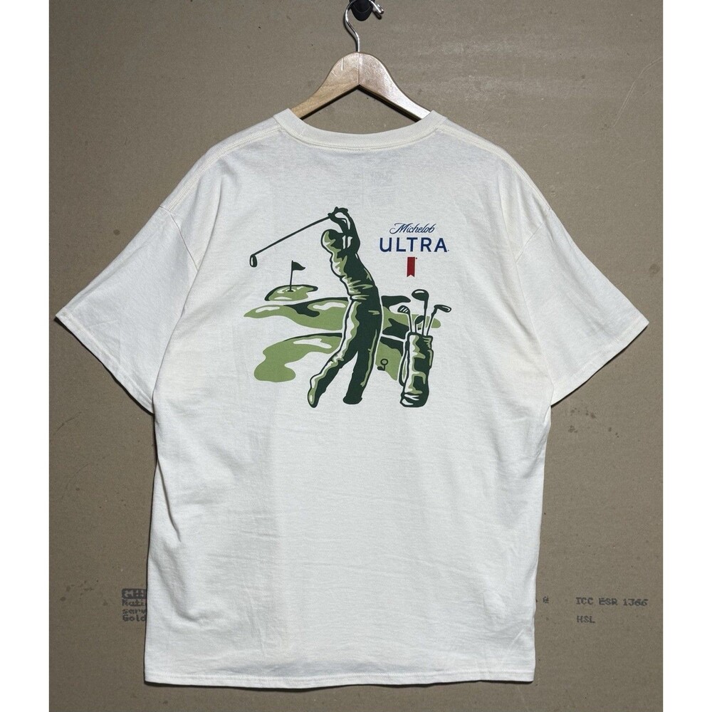 Michelob Ultra Golf Graphic T Shirt XL Brew City Anheuser Busch Beer White